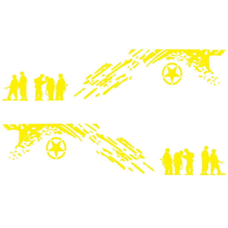 2 PCS/Set D-123 Soldiers Pattern Car Modified Decorative Sticker(Yellow)