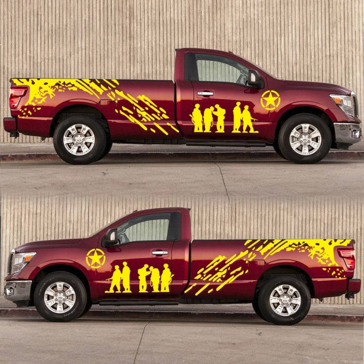 2 PCS/Set D-123 Soldiers Pattern Car Modified Decorative Sticker(Yellow)