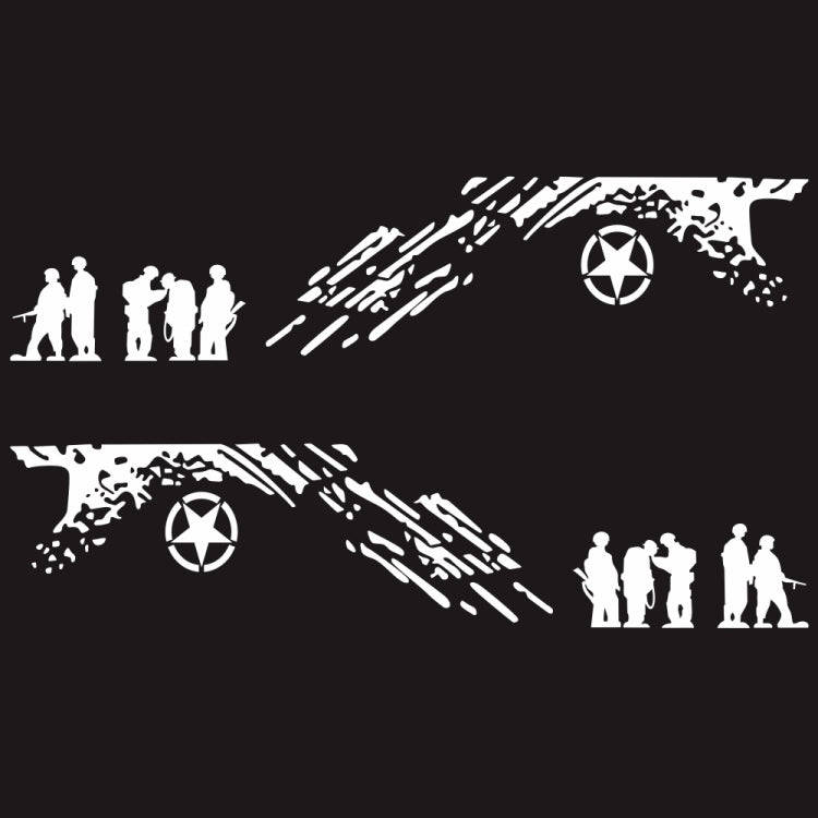 2 PCS/Set D-123 Soldiers Pattern Car Modified Decorative Sticker(White)