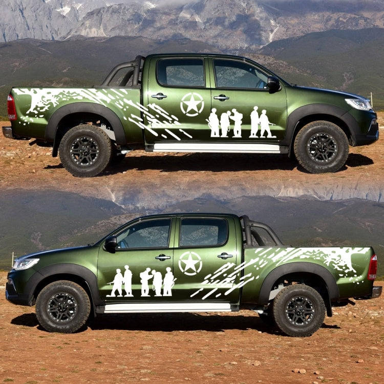 2 PCS/Set D-123 Soldiers Pattern Car Modified Decorative Sticker(White)