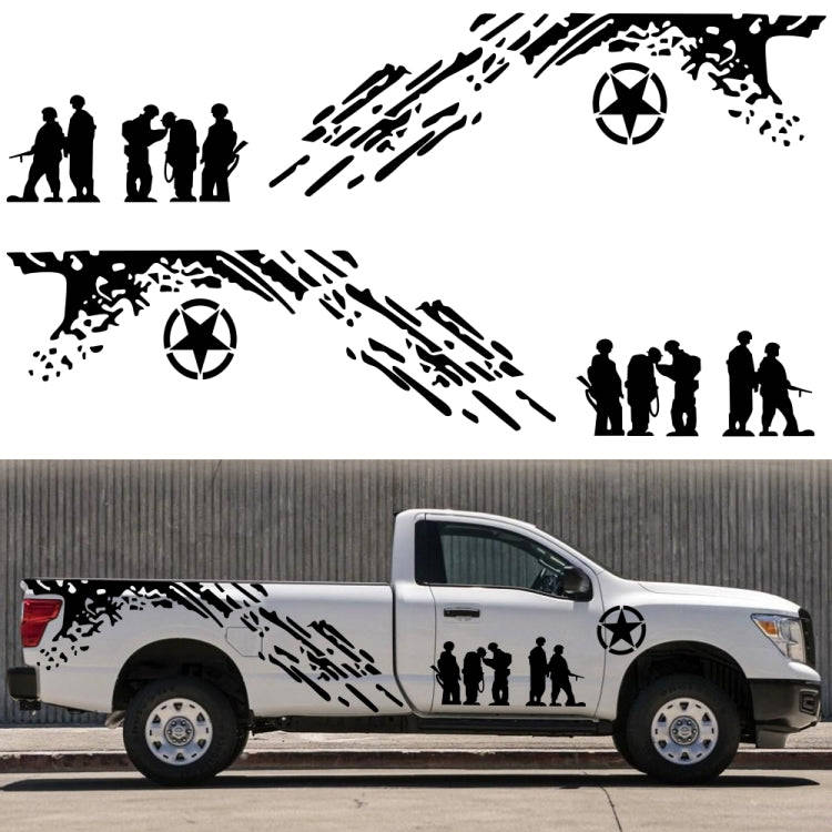 2 PCS/Set D-123 Soldiers Pattern Car Modified Decorative Sticker(Yellow)