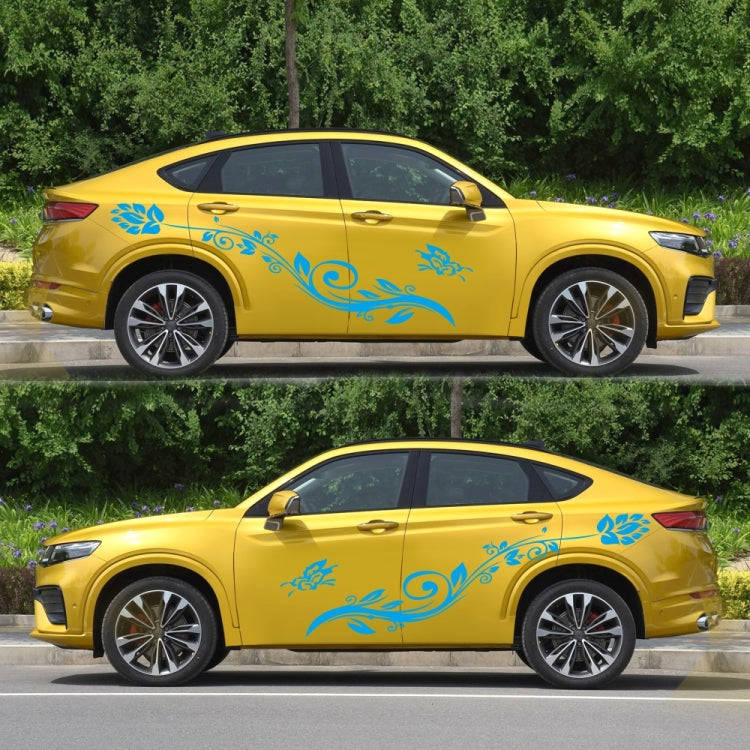2 PCS/Set D-251 Butterfly Love Flowers Pattern Car Modified Decorative Sticker(Blue)