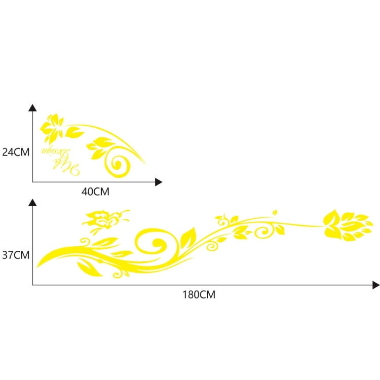 2 PCS/Set D-251 Butterfly Love Flowers Pattern Car Modified Decorative Sticker(Yellow)