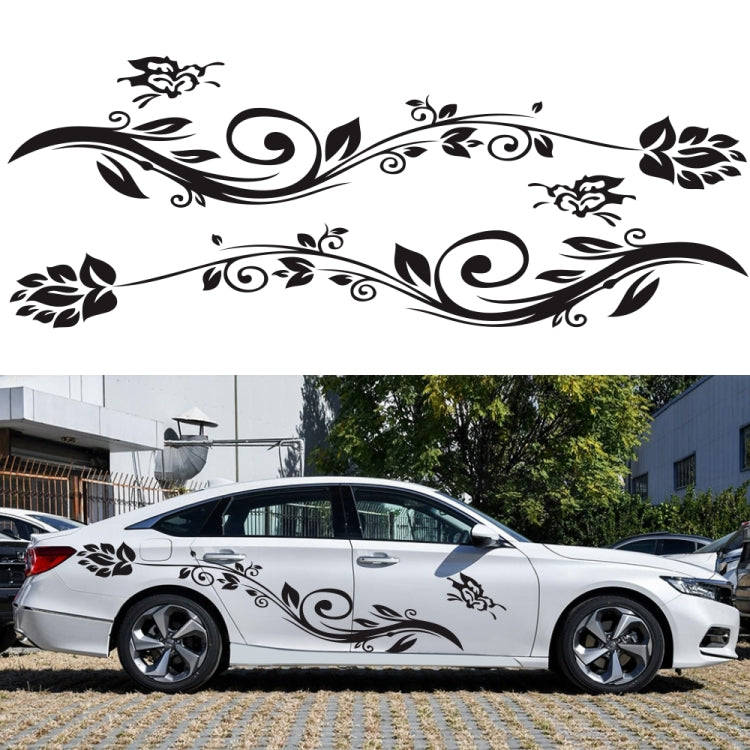2 PCS/Set D-251 Butterfly Love Flowers Pattern Car Modified Decorative Sticker(White)