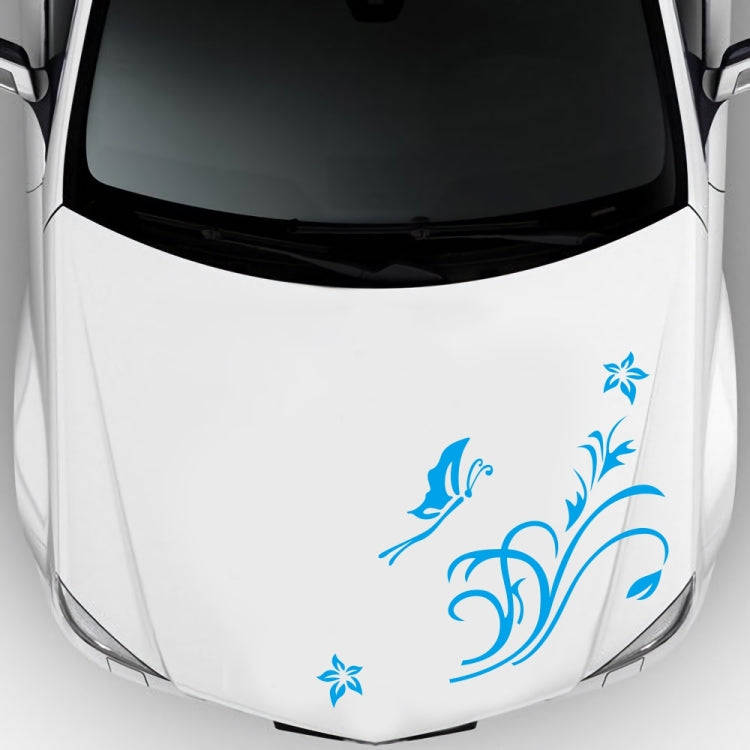 D-462 Butterfly Loves Flowers Pattern Car Modified Decorative Sticker(Blue)