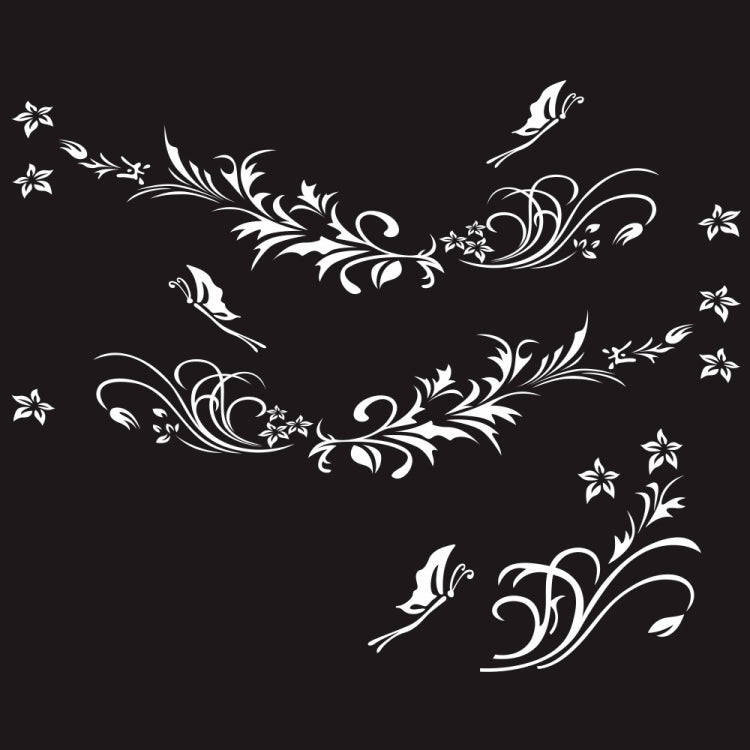 D-462 Butterfly Loves Flowers Pattern Car Modified Decorative Sticker(White)