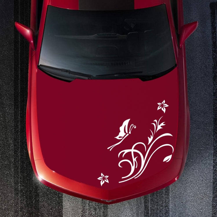 D-462 Butterfly Loves Flowers Pattern Car Modified Decorative Sticker(White)