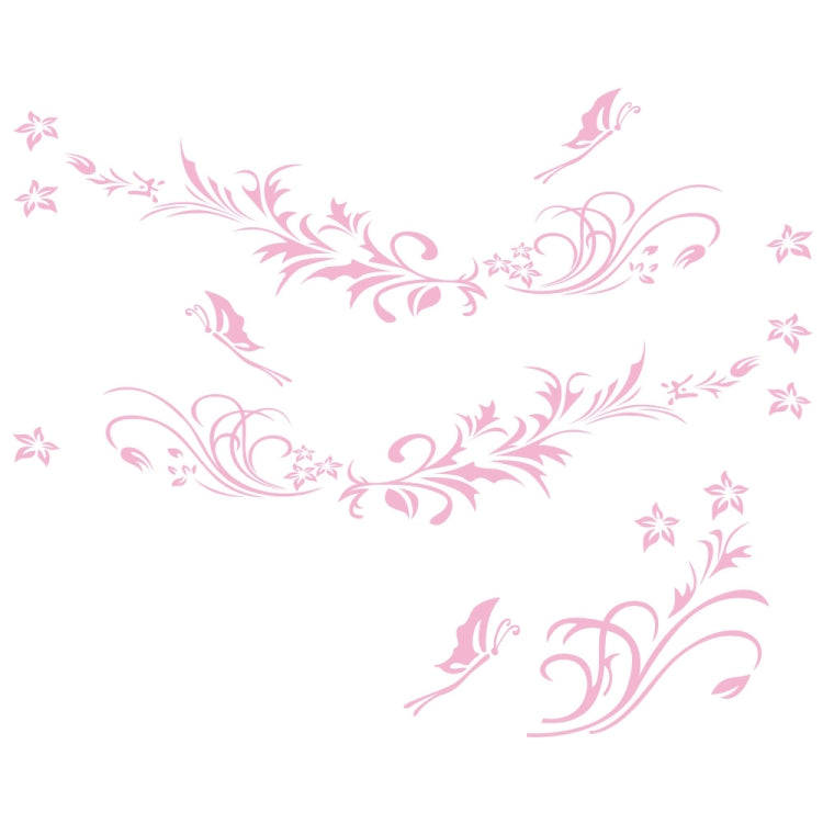 D-462 Butterfly Loves Flowers Pattern Car Modified Decorative Sticker(Pink)