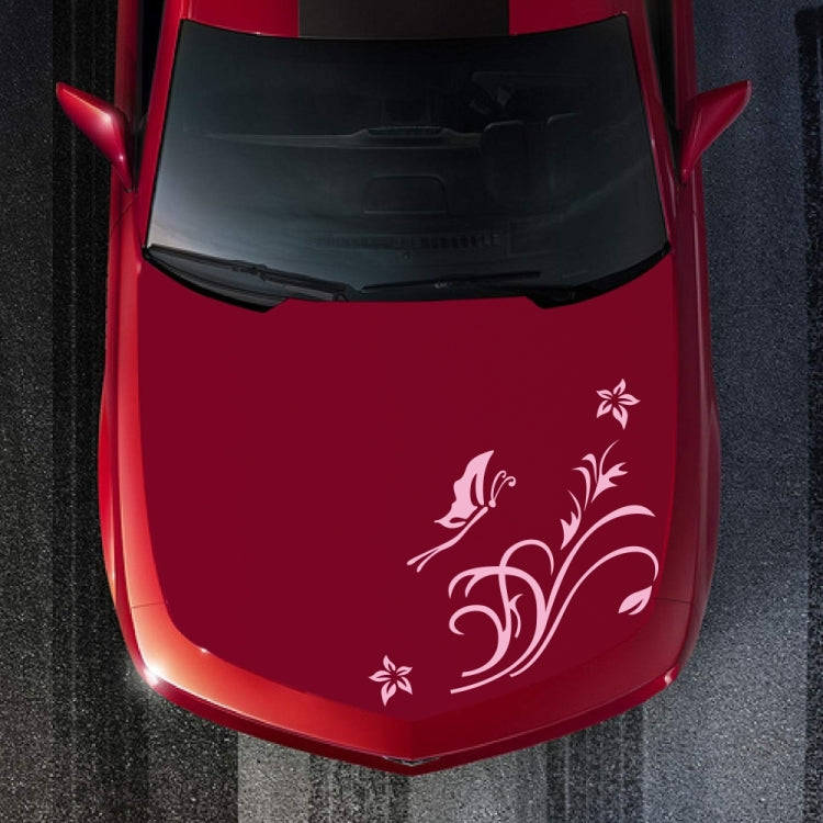 D-462 Butterfly Loves Flowers Pattern Car Modified Decorative Sticker(Pink)