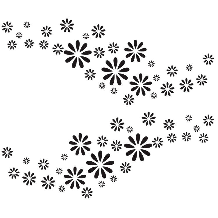 2 PCS/Set D-483 Flower Pattern Car Modified Decorative Sticker(Black)