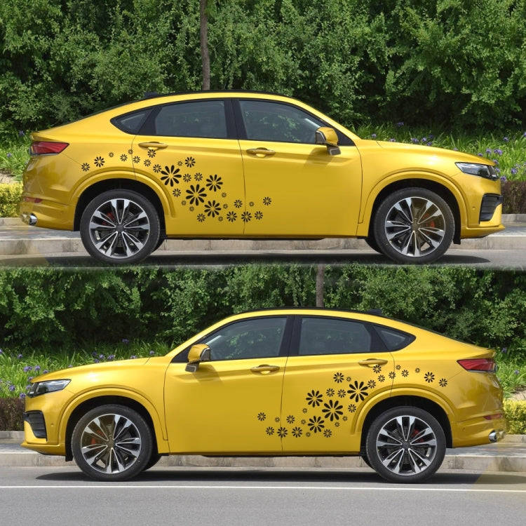 2 PCS/Set D-483 Flower Pattern Car Modified Decorative Sticker(Black)