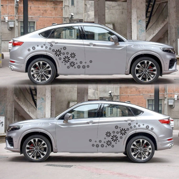 2 PCS/Set D-483 Flower Pattern Car Modified Decorative Sticker(Black)