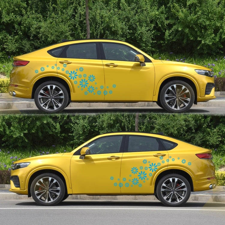 2 PCS/Set D-483 Flower Pattern Car Modified Decorative Sticker(Blue)