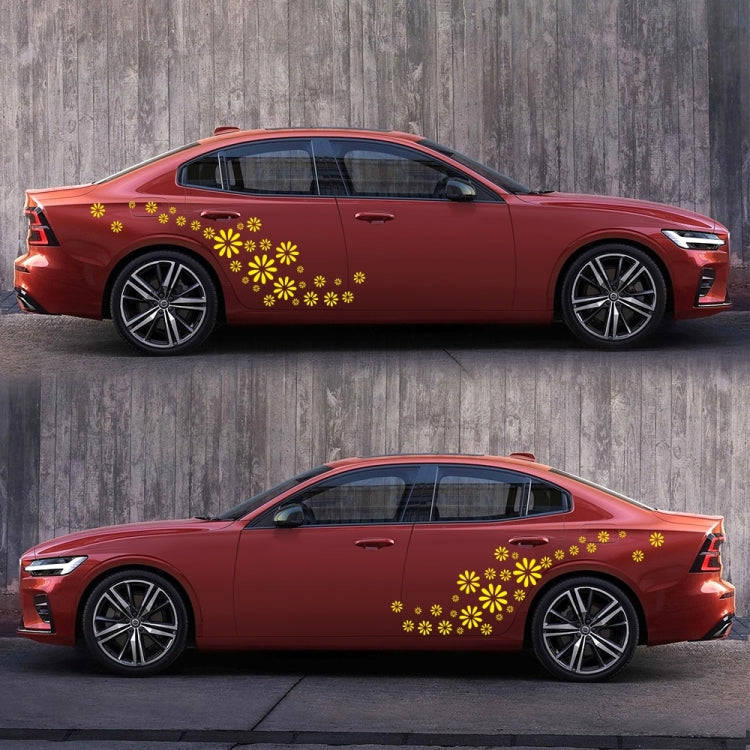 2 PCS/Set D-483 Flower Pattern Car Modified Decorative Sticker(Yellow)