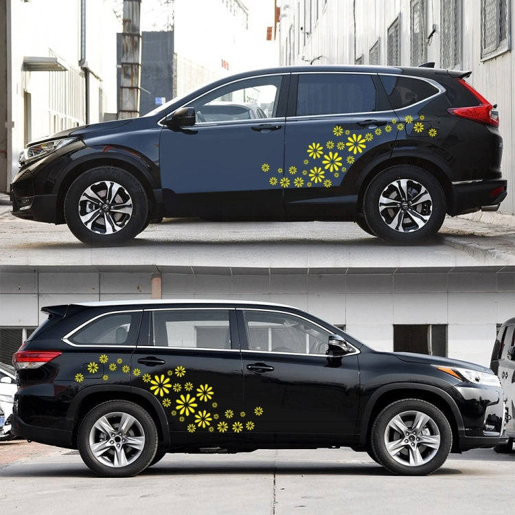 2 PCS/Set D-483 Flower Pattern Car Modified Decorative Sticker(Yellow)