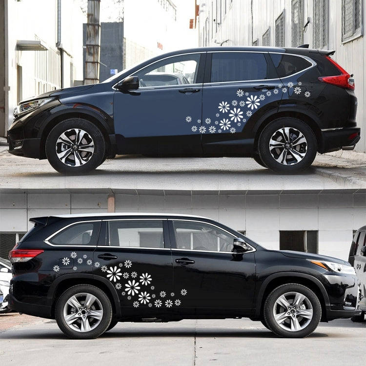 2 PCS/Set D-483 Flower Pattern Car Modified Decorative Sticker(White)