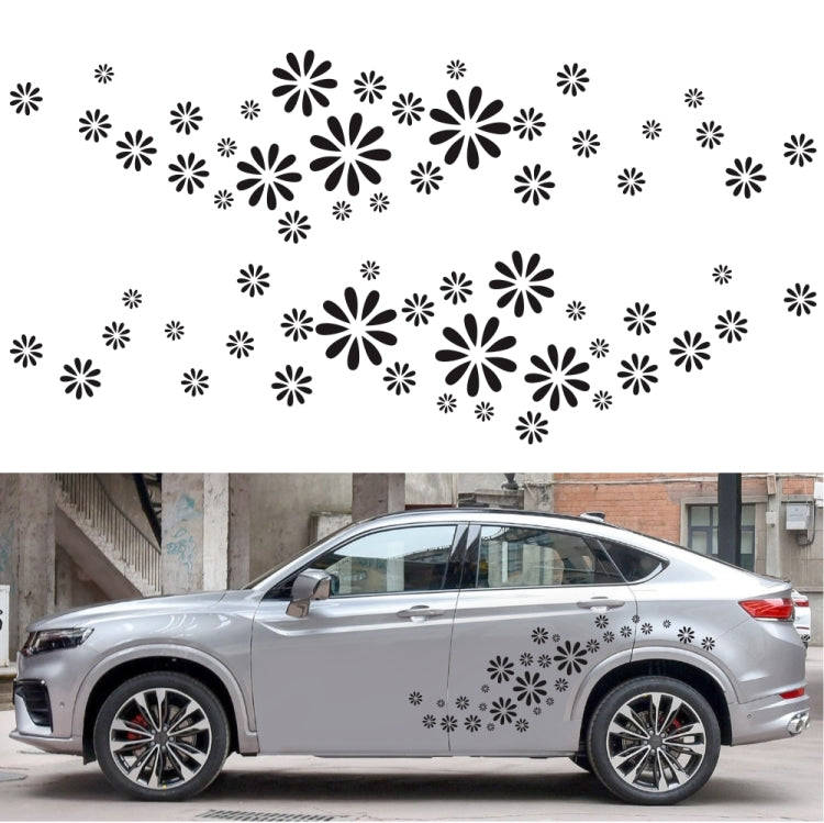 2 PCS/Set D-483 Flower Pattern Car Modified Decorative Sticker(Black)