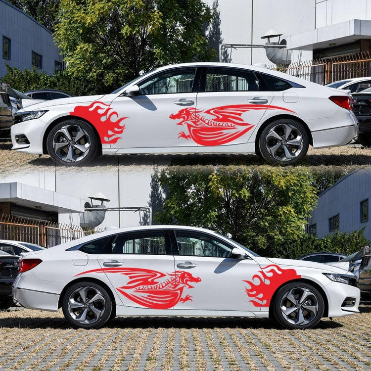 2 PCS/Set D-489 Fire-breathing Dragon Pattern Car Modified Decorative Sticker(Red)