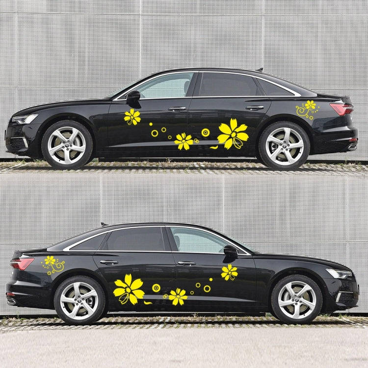 2 PCS/Set D-510 Flowers Pattern Car Modified Decorative Sticker(Yellow)