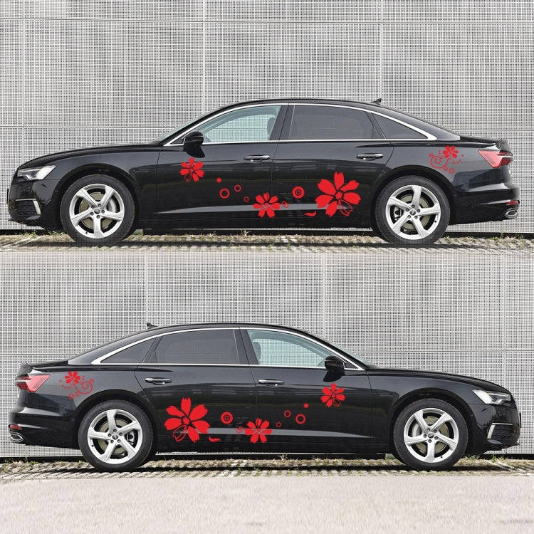 2 PCS/Set D-510 Flowers Pattern Car Modified Decorative Sticker(Red)