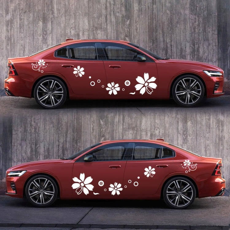 2 PCS/Set D-510 Flowers Pattern Car Modified Decorative Sticker(White)