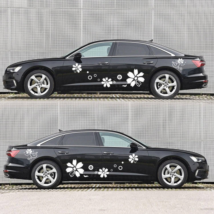 2 PCS/Set D-510 Flowers Pattern Car Modified Decorative Sticker(White)
