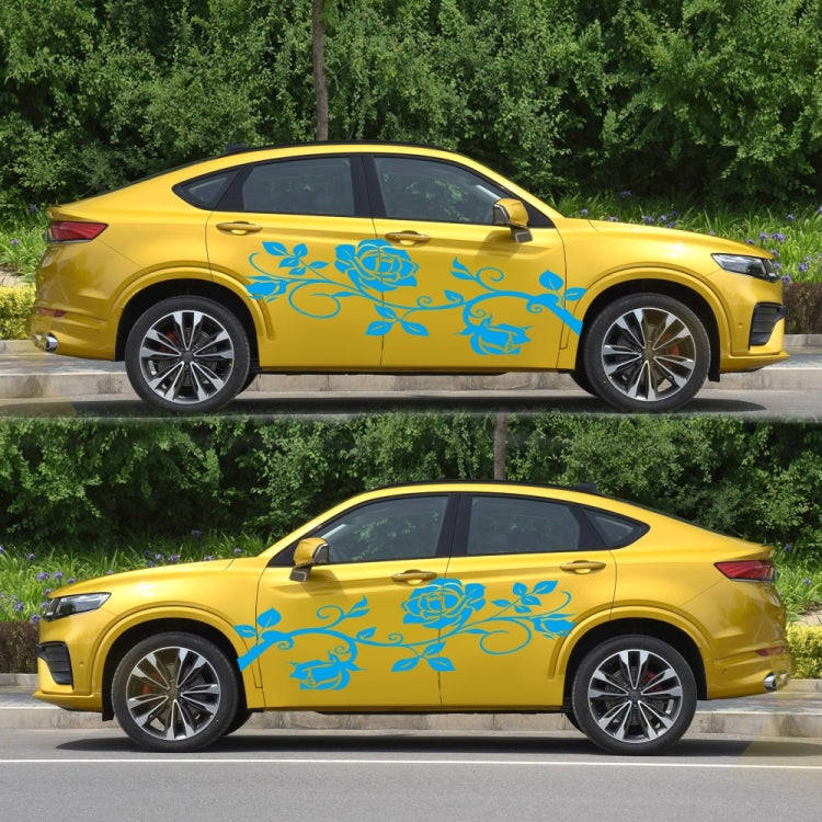 2 PCS/Set D-545 Rose Pattern Car Modified Decorative Sticker(Blue)