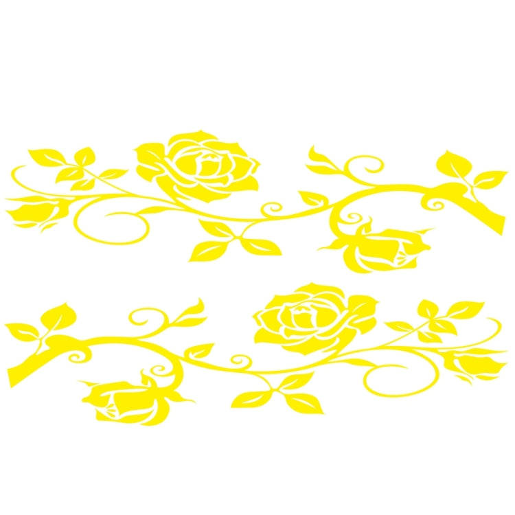 2 PCS/Set D-545 Rose Pattern Car Modified Decorative Sticker(Yellow)