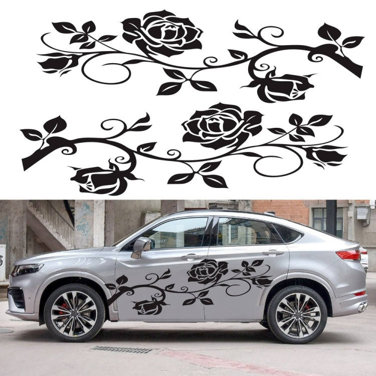 2 PCS/Set D-545 Rose Pattern Car Modified Decorative Sticker(Yellow)