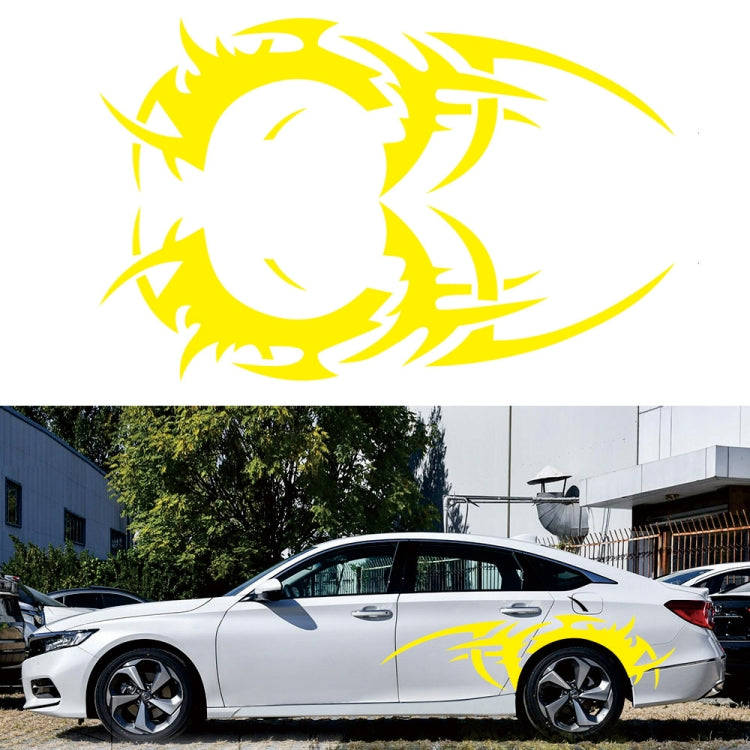 2 PCS/Set D-719 Flame Hot Wheel Pattern Car Modified Decorative Sticker(Yellow)