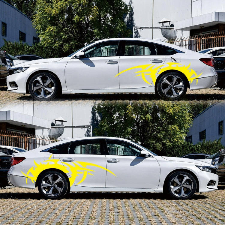 2 PCS/Set D-719 Flame Hot Wheel Pattern Car Modified Decorative Sticker(Yellow)