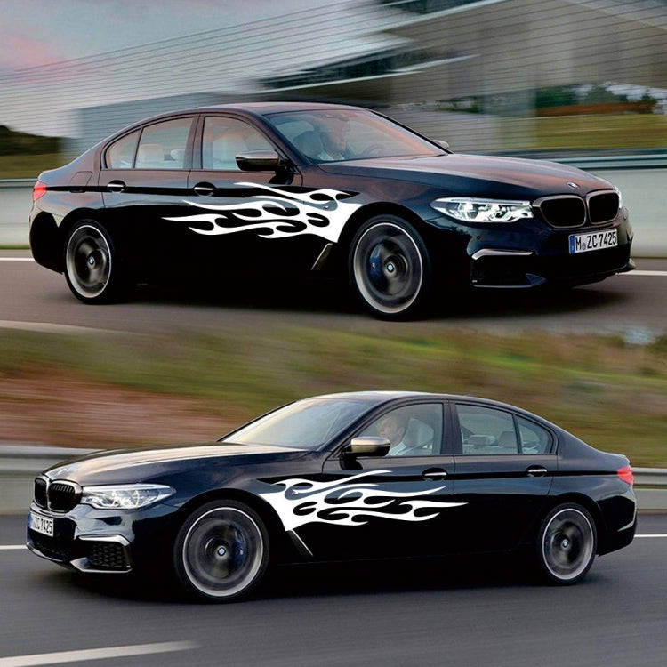 2 PCS/Set D-751 Flame Pattern Car Modified Decorative Sticker(White)