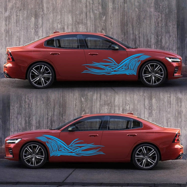 2 PCS/Set D-752 Lines Pattern Car Modified Decorative Sticker(Blue)