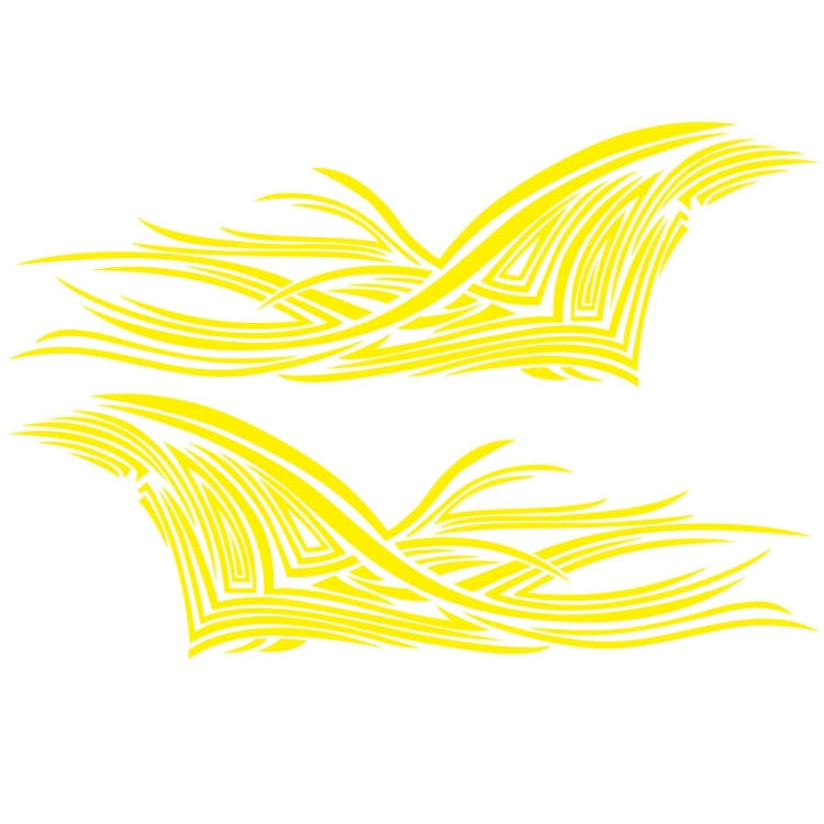 2 PCS/Set D-752 Lines Pattern Car Modified Decorative Sticker(Yellow)