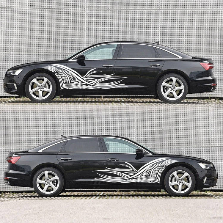 2 PCS/Set D-752 Lines Pattern Car Modified Decorative Sticker(White)