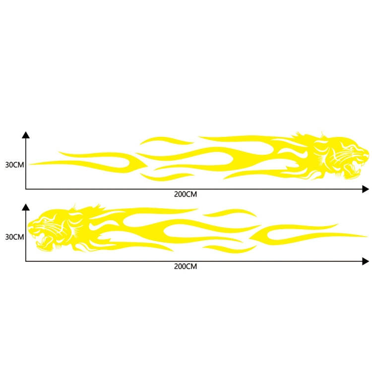 2 PCS/Set D-815 Flame Lion Pattern Car Modified Decorative Sticker(Yellow)