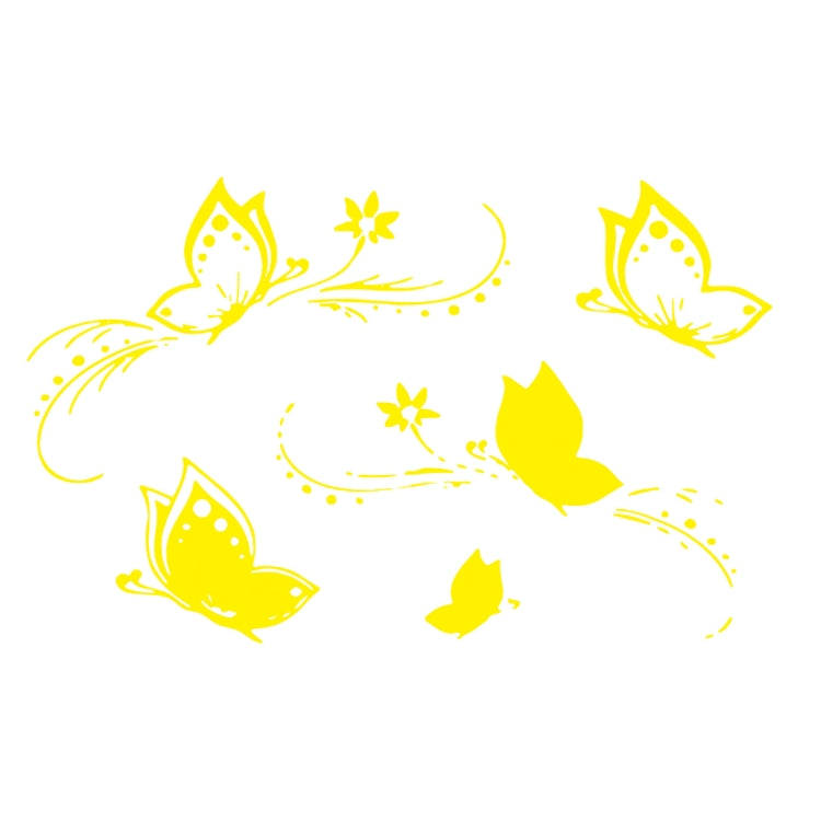 D-907 Butterflies Pattern Car Modified Decorative Sticker(Yellow)