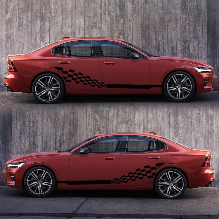2 PCS/Set D-944 Striped Plaid Pattern Car Modified Decorative Sticker(Black)
