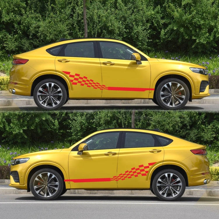 2 PCS/Set D-944 Striped Plaid Pattern Car Modified Decorative Sticker(Red)