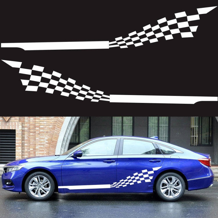 2 PCS/Set D-944 Striped Plaid Pattern Car Modified Decorative Sticker(White)