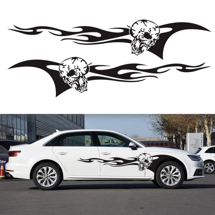 2 PCS/Set D-964 Skull Flame Pattern Car Modified Decorative Sticker(Black)