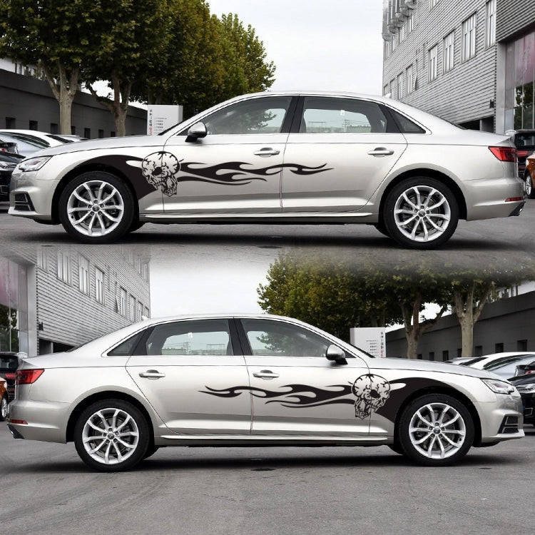 2 PCS/Set D-964 Skull Flame Pattern Car Modified Decorative Sticker(Black)