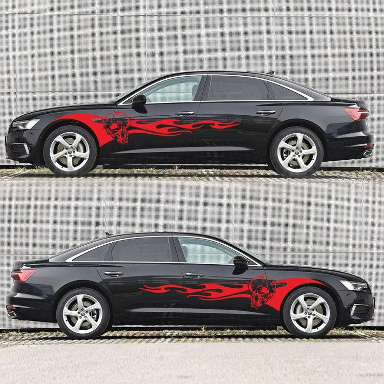 2 PCS/Set D-964 Skull Flame Pattern Car Modified Decorative Sticker(Red)