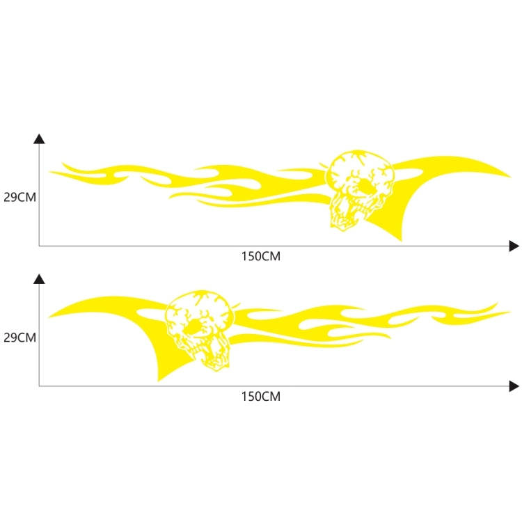 2 PCS/Set D-964 Skull Flame Pattern Car Modified Decorative Sticker(Yellow)