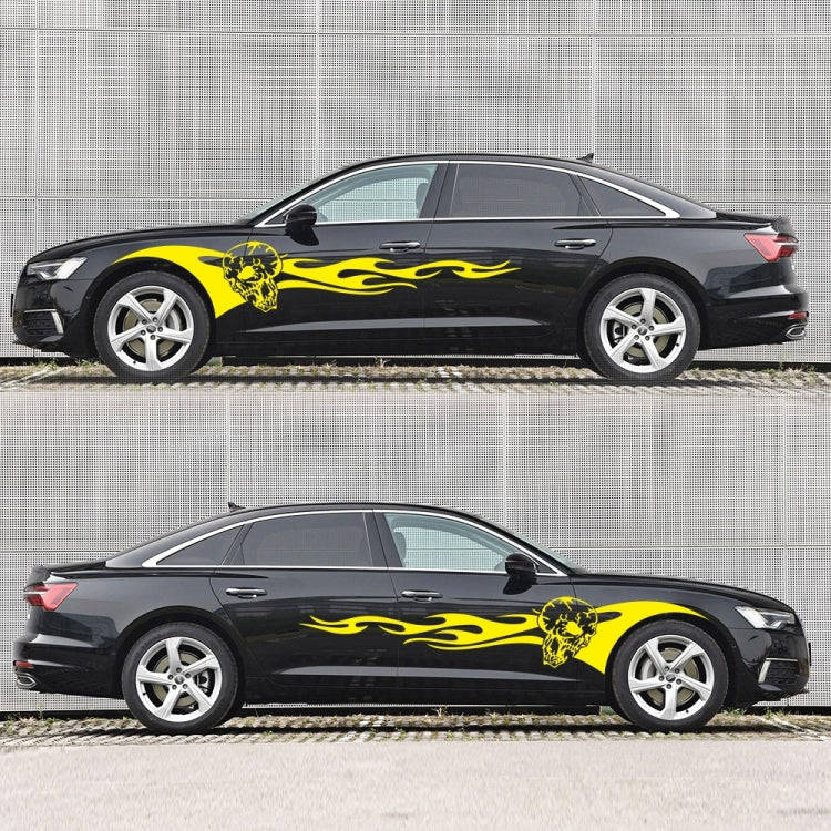 2 PCS/Set D-964 Skull Flame Pattern Car Modified Decorative Sticker(Yellow)