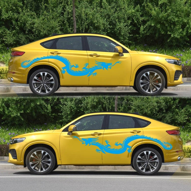 2 PCS/Set D-965 Dragon Pattern Car Modified Decorative Sticker(Blue)