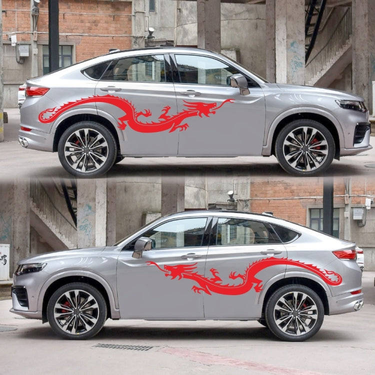 2 PCS/Set D-965 Dragon Pattern Car Modified Decorative Sticker(Red)