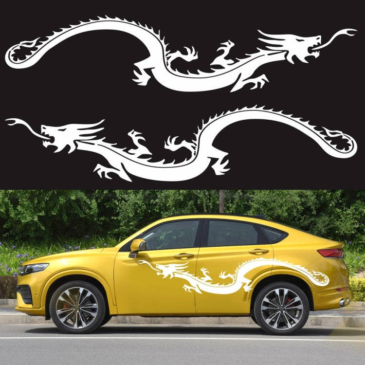 2 PCS/Set D-965 Dragon Pattern Car Modified Decorative Sticker(White)