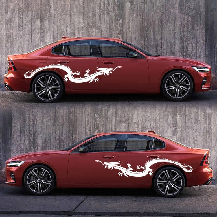 2 PCS/Set D-965 Dragon Pattern Car Modified Decorative Sticker(White)