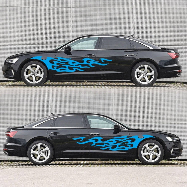 2 PCS/Set D-969 Flame Pattern Car Modified Decorative Sticker(Blue)